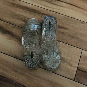 Chunky clear glitter sandals. Size 7